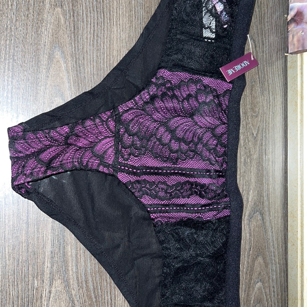 New Adore Me Lace Purple and Black Panties size 1x
